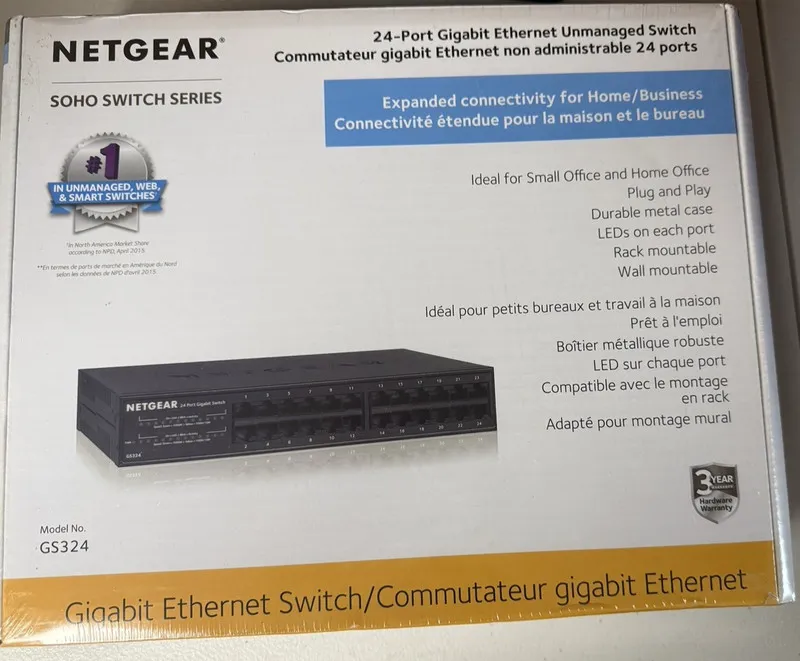Коммутатор NETGEAR GS324 24-Port Gigabit Ethernet Unmanaged Switch Black