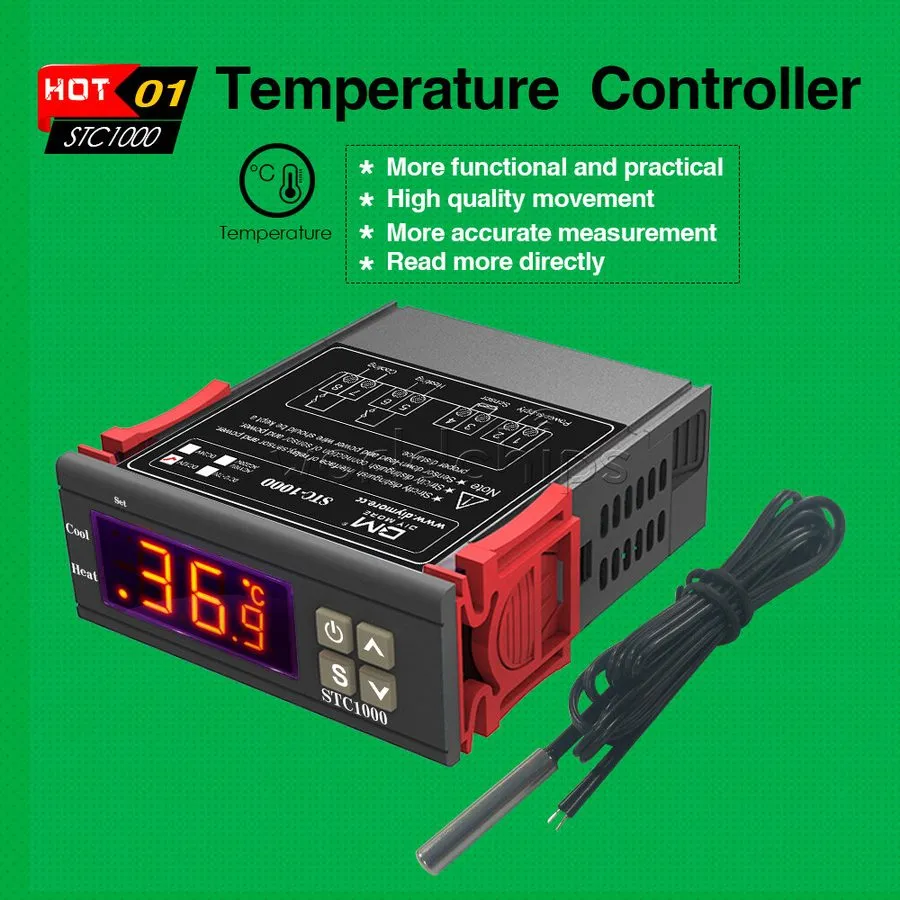 Датчик температуры 12/24/110-220V STC-1000 Temperature Controller Thermostat Con