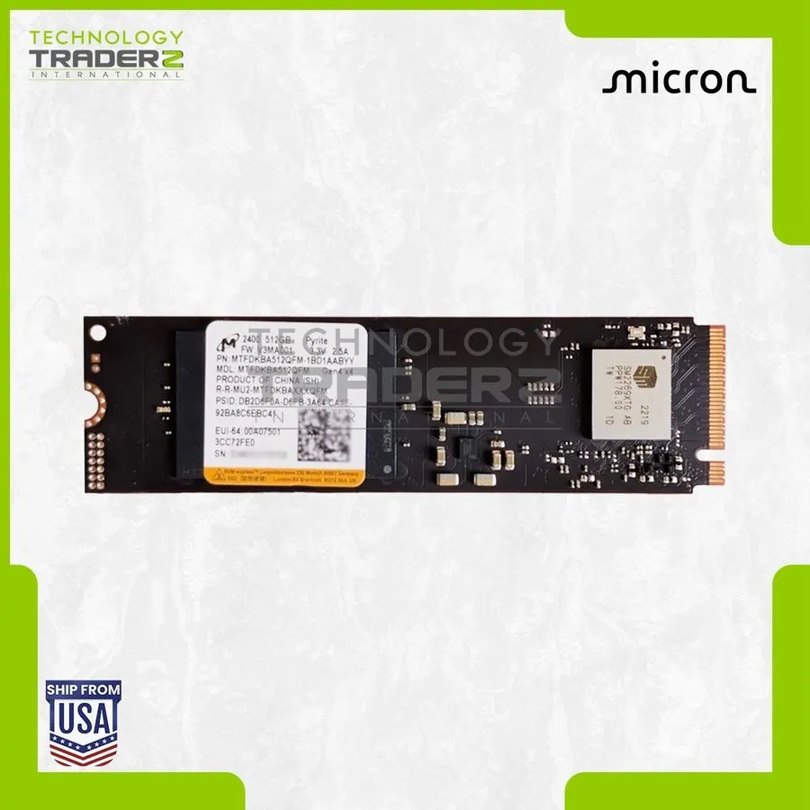 SSD-накопитель MTFDKBA512QFM Micron 2400 512GB PCI-E 4.0 x4 NVMe M.2 2280 Intern