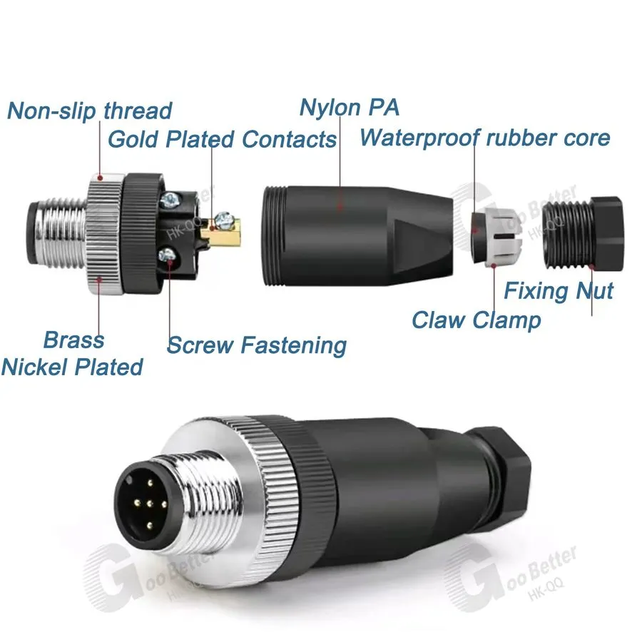 Датчик PG7 M8/M12 Sensor Connector 3-12 Pin Male/Female Straight/Right Angle Plu — фото лота 1