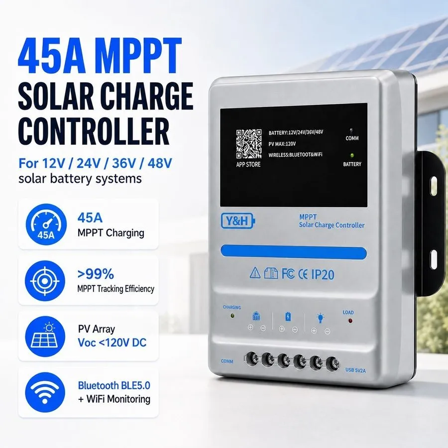 Аккумулятор 3000W DC12V/24V/48V Double MPPT Wind Solar Charge Controller Battery — фото лота 1