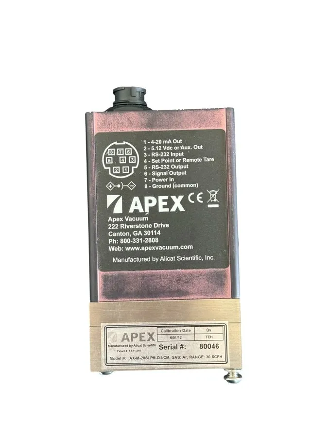 Контроллер APEX ALICAT SCIENTIFIC Vacuum Mass Flow Controller AX-M-20SLPM-D-I/CM — фото лота 1