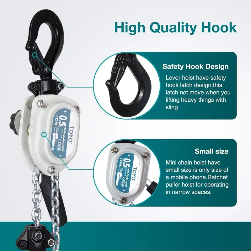 Таль Mini Chain Hoist 1100lb TOYO Manual Lever Hoist 1/2 ton mini Puller 10ft Ha