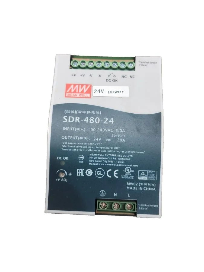 Блок питания MEAN WELL SDR-480-24 DIN Rail Power Supply 24V 20A 480W 100-240VAC
