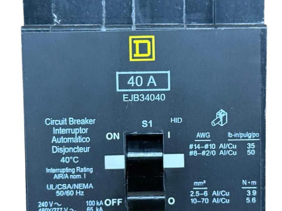 Автоматический выключатель Square D EJB34040 40A 3-Pole 480V Circuit Breaker I-L — фото лота 2