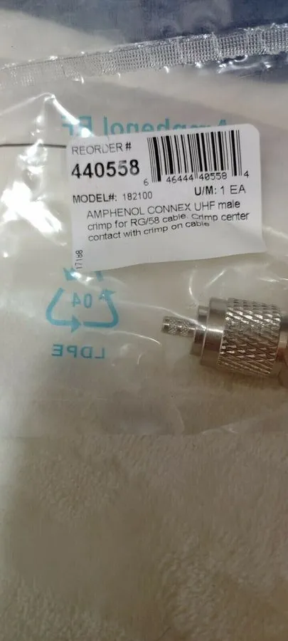 Разъём AMPHENOL 83-89 PL-259 UHF MALE CRIMP-ON ANTENNA CONNECTOR