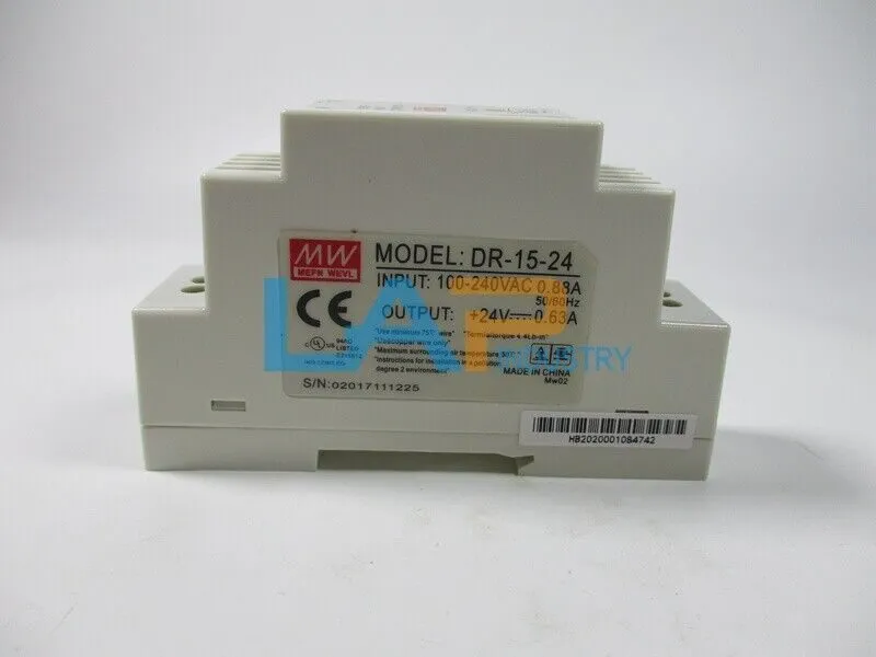 Блок питания Mean Well DR-15-24 DIN Rail Mounted AC/DC Switching Power Supply 24