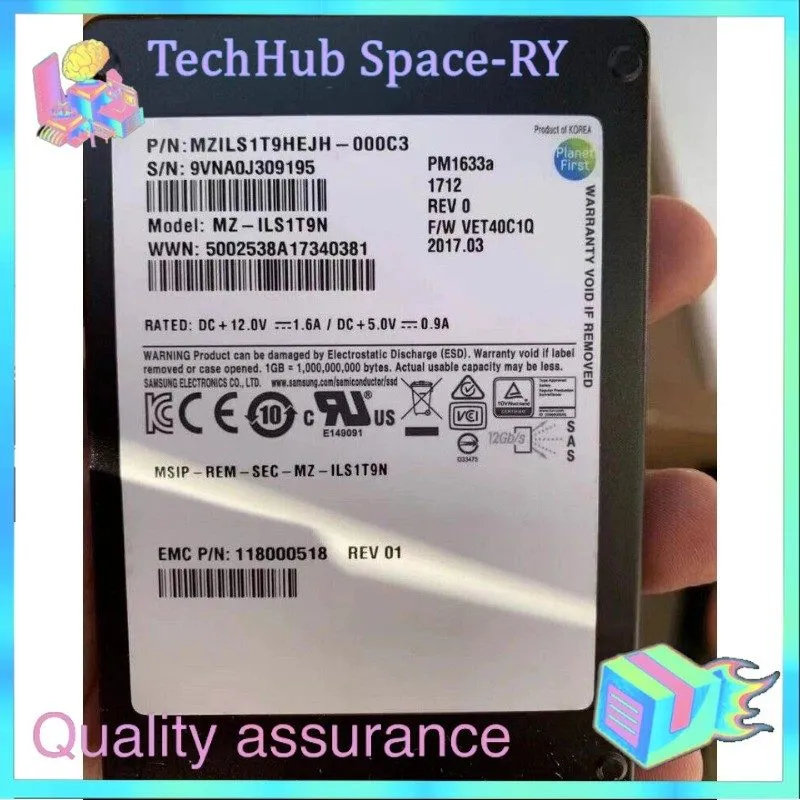 SSD-накопитель Samsung PM1633a 1.92TB SSD EMC SAS 12Gb/s Solid State Drive MZILS