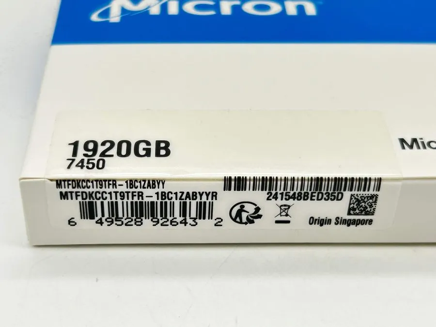 SSD-накопитель Micron 7450 PRO 1.92TB SSD U.3 NVMe PCIe Gen4 x4 MTFDKCC1T9TFR-1B