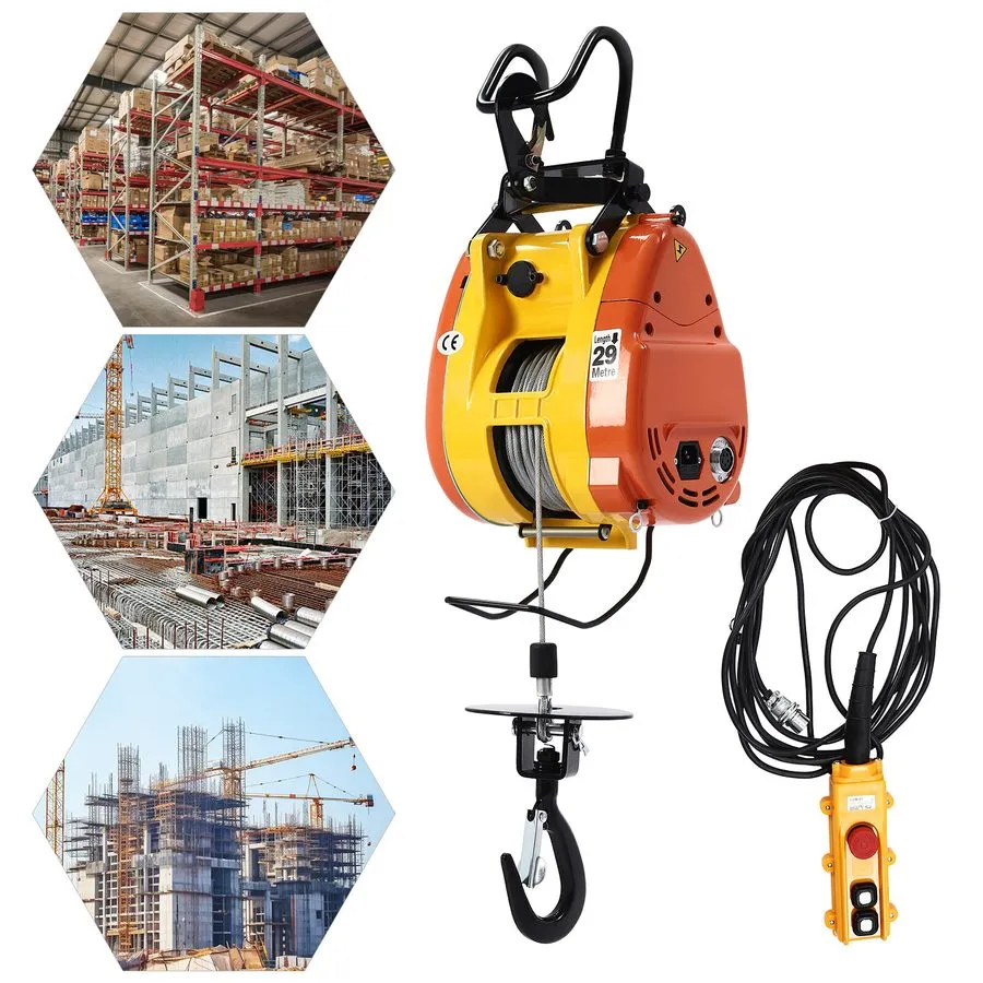 Таль LES-S230 1300W Electric Hoist 500Lbs Wired Control 95Ft Lift Yellow