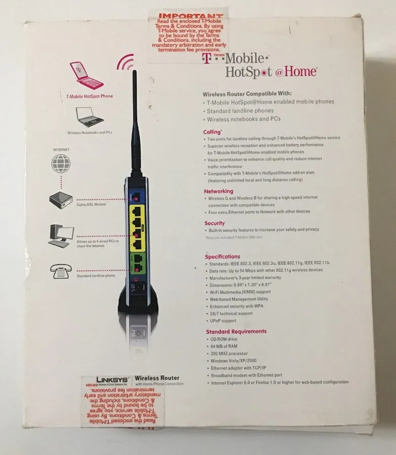 Маршрутизатор T-MOBILE HOTSPOT@HOME LINKSYS WIRELESS ROUTER PHONE WRTU54G-TM