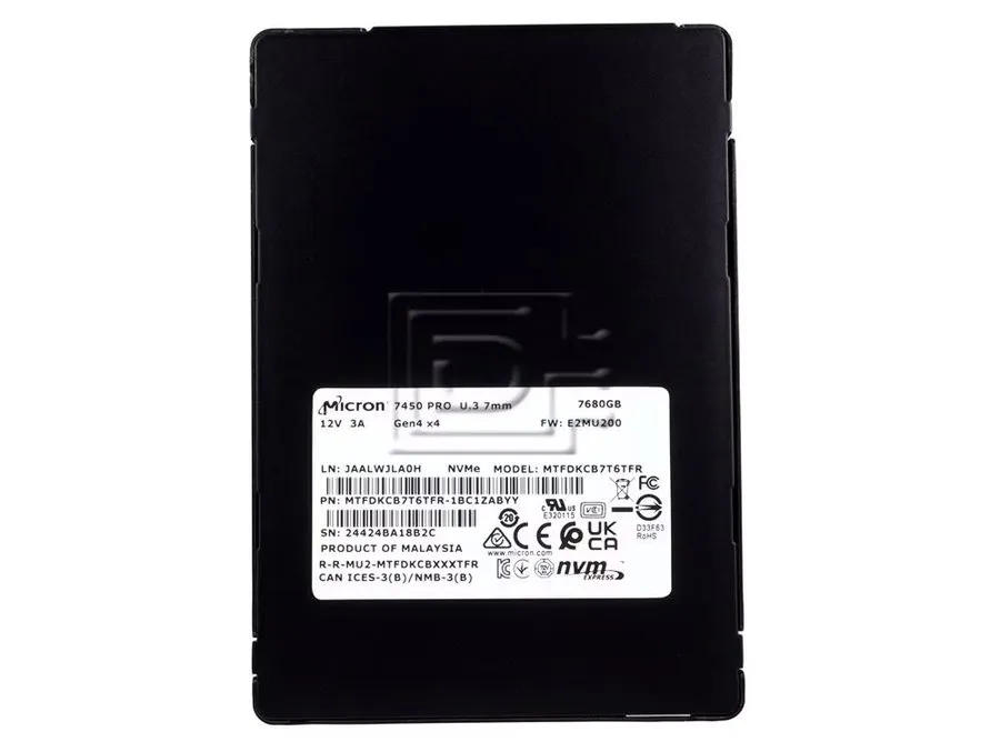SSD-накопитель Micron 7450 PRO MTFDKCB7T6TFR-1BC1ZABYY 7.68TB U.3 RI PCIe 4 NVMe — фото лота 1