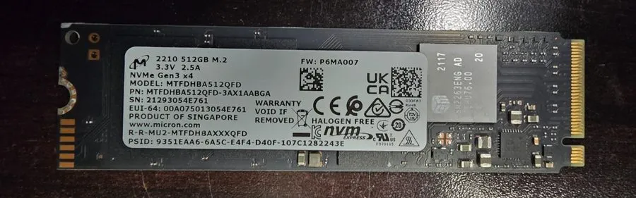 SSD-накопитель Micron 2210 512GB MTFDHBA512QFD NVMe M.2 SSD's (71%-75% Health)
