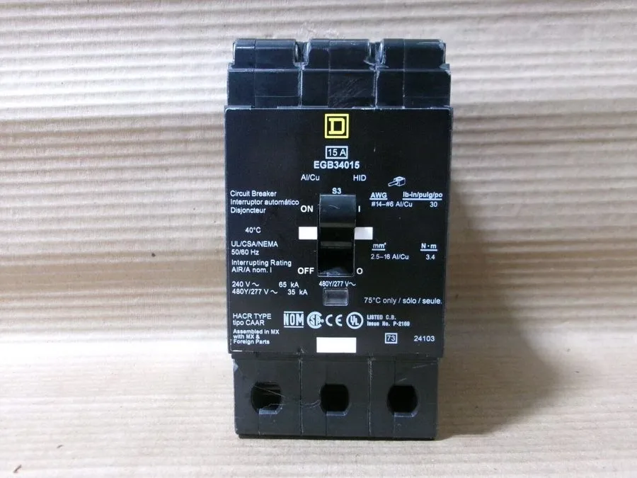 Автоматический выключатель SQUARE D EGB34015 Circuit Breaker,15A,Bolt On,277/480