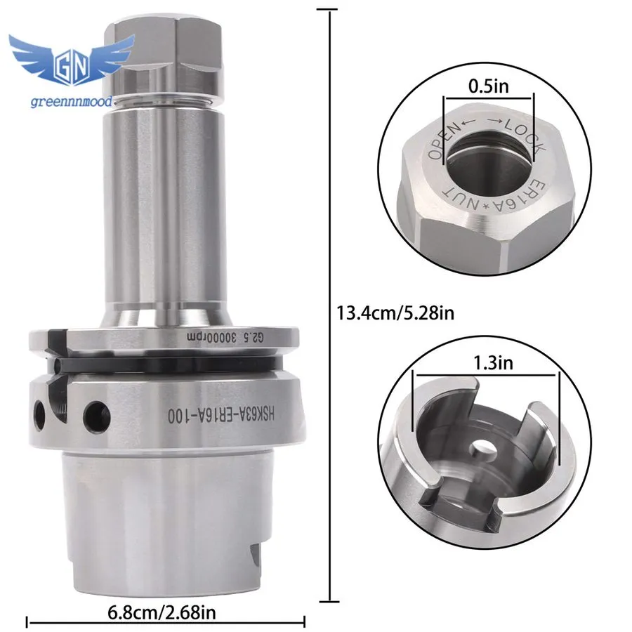 Режущий инструмент HSK63A-ER16A-100 Collet Chuck Tool Holder CNC Machine HSK 63A