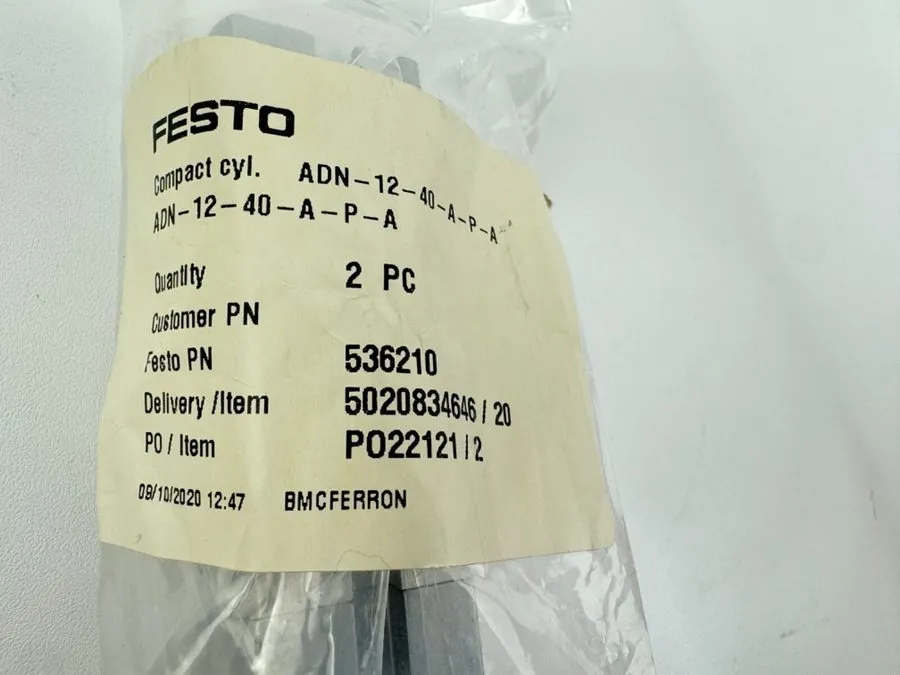 Пневмоцилиндр Festo ADN-12-40-A-P-A Pneumatic Compact Cylinder 12mm Bore 40mm St