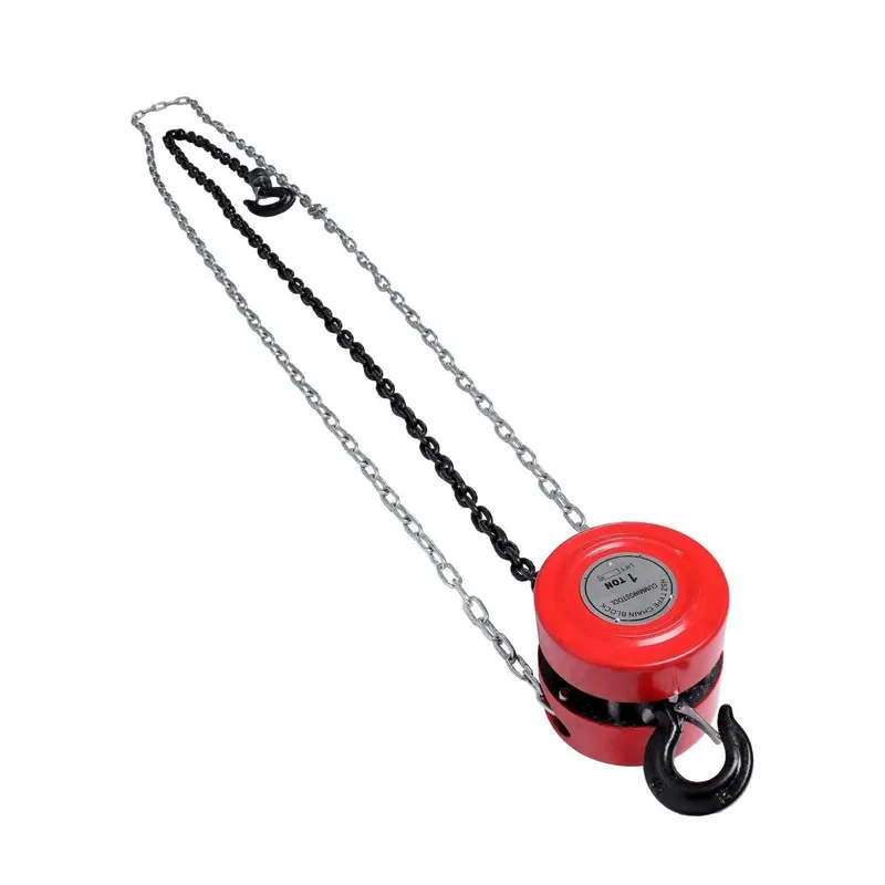 Таль Manual Chain Hoist 7ft/2.1m Lift 1 Ton/2200 lbs Capacity 2 Hooks Red — фото лота 2