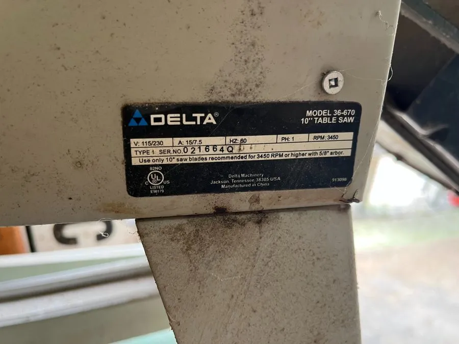Оборудование ЧПУ Delta 36-670 10" Contractor Table Saw — фото лота 1