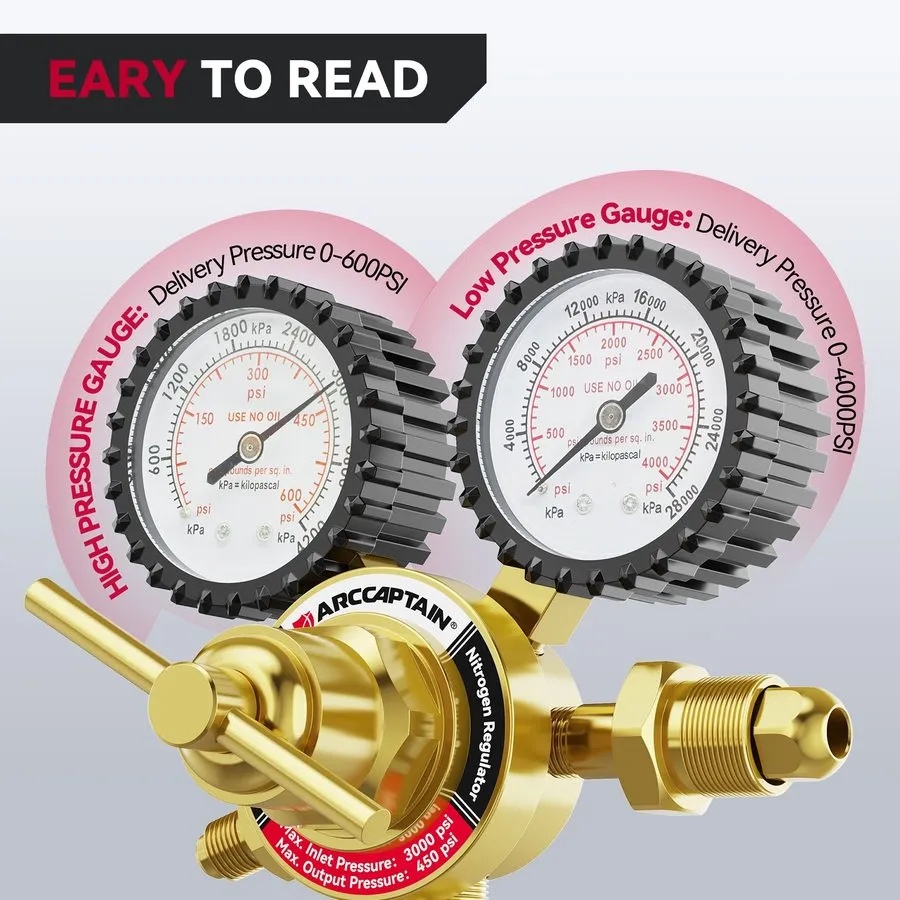 Трубопроводная арматура ARCCAPTAIN Nitrogen Gas Regulator 0-800 PSI 0-4000PSI Ou