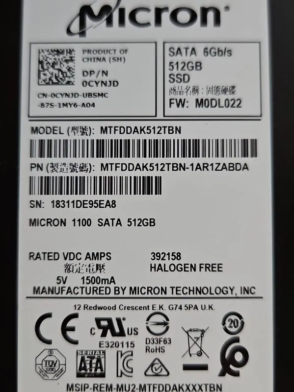 SSD-накопитель Micron MTFDDAK512TBN 2.5 inch SATA SSD 512GB Japan — фото лота 2