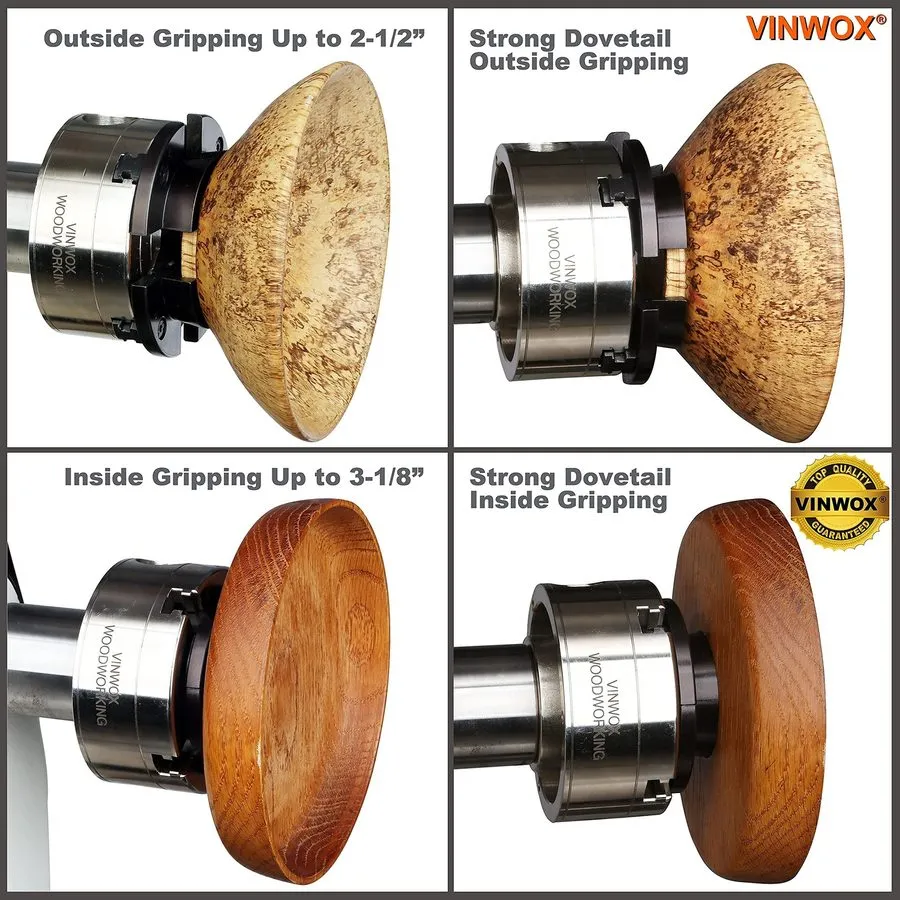 Режущий инструмент 3-3/4INCH 4-Jaw Self-Centering Wood Lathe Chuck, 2" Round Jaw — фото лота 2