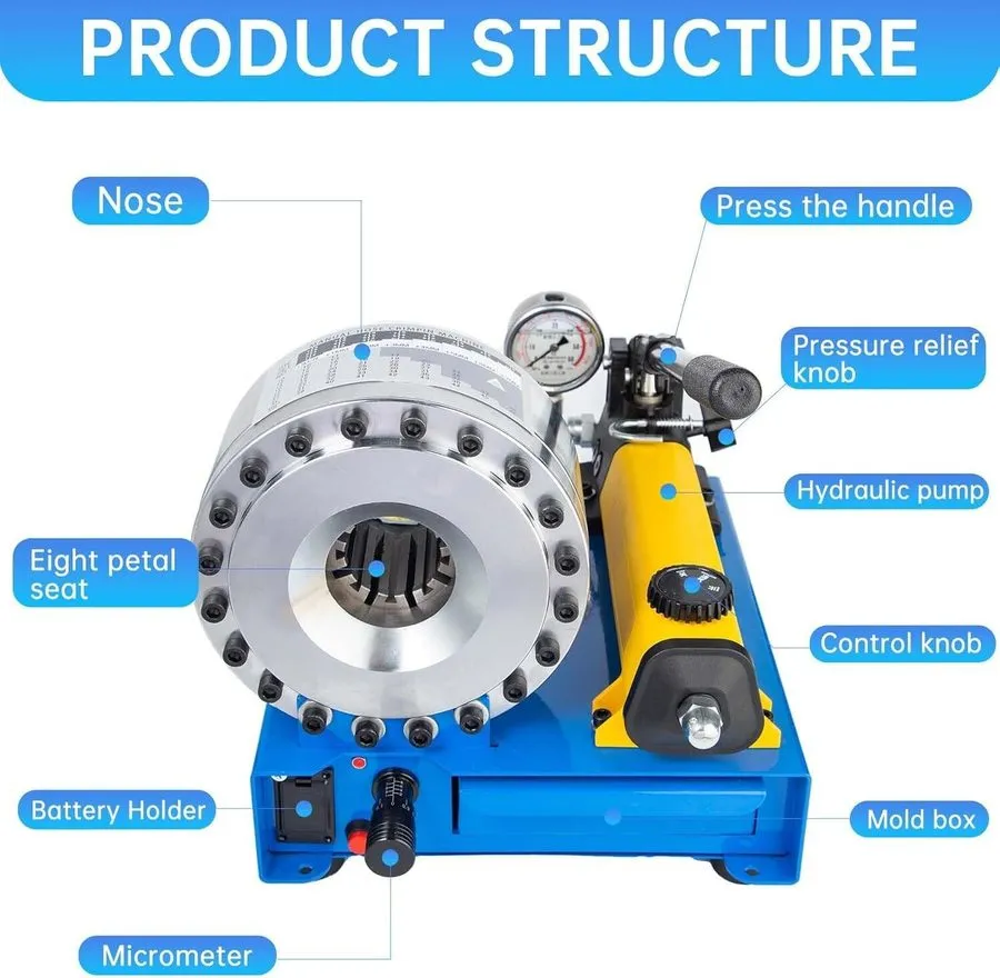 Трубопроводная арматура 5600KN Hydraulic Hose Crimper Pipe Clamping Machine w/ 8 — фото лота 1