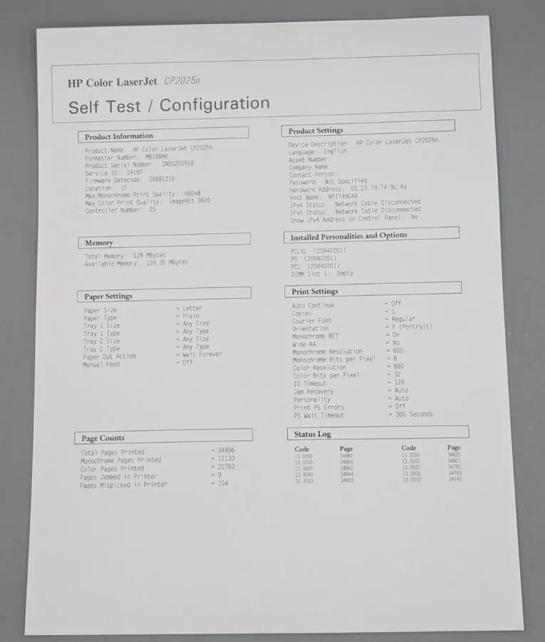 Лазерный принтер HP Color LaserJet CP2025dn Duplex Network Laser Printer CB495A