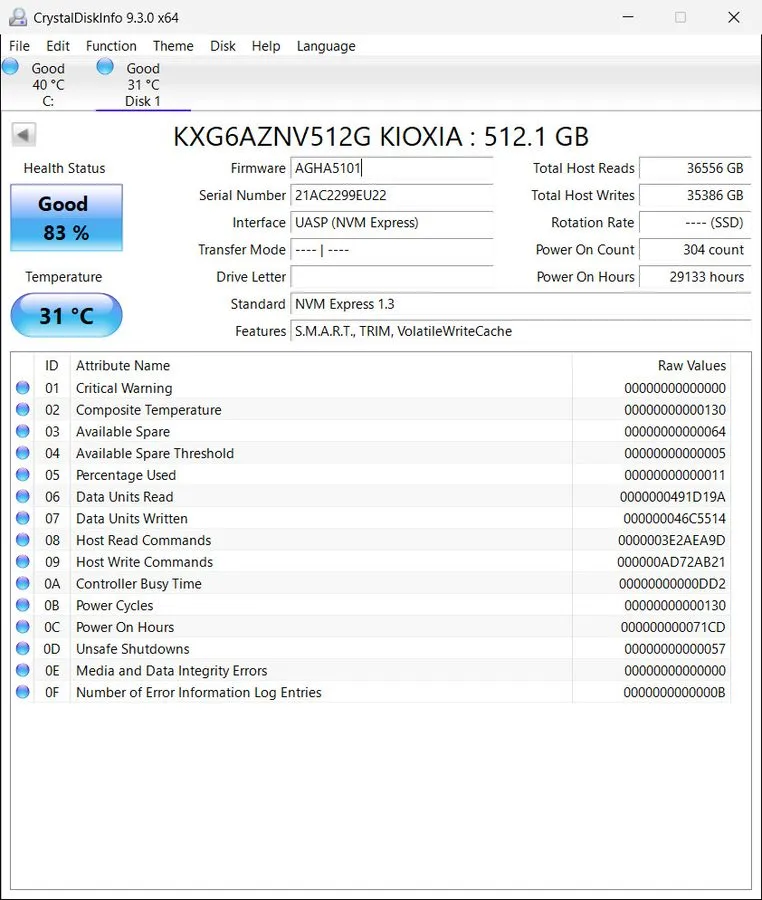 SSD-накопитель Kioxia XG6 512GB M.2 SSD PCIe NVMe M2 SSD DKXG60ZNV512G HP PN L38 — фото лота 2