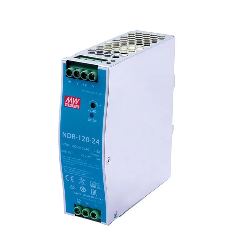 Блок питания NDR12024 24VDC DIN Rail Power Supply 120W 24V 5A Output 120VAC To — фото лота 1