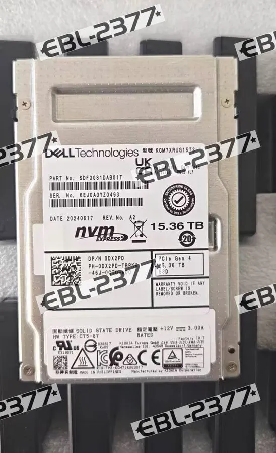 SSD-накопитель Dell/Kioxia CM7-R 15.36TB KCM7XRUG15T3 PCIe 4.0x4 8GB/s U.2 NVMe