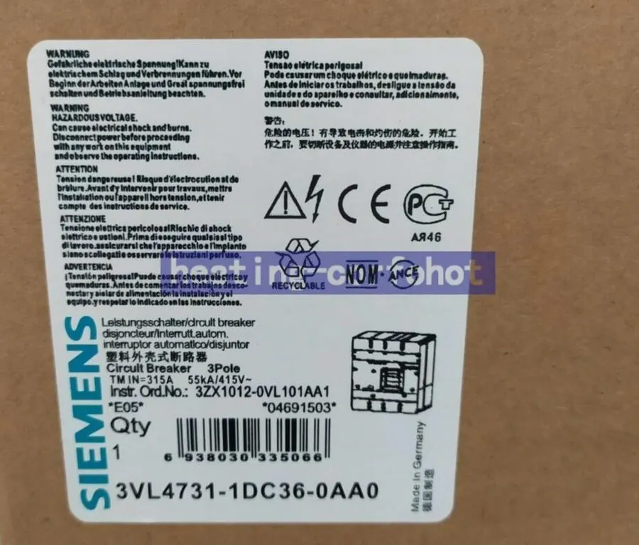 Автоматический выключатель Siemens 3VL4731-1DC36-0AA0 (3VL4740-1AA36-0AA0+3VL943