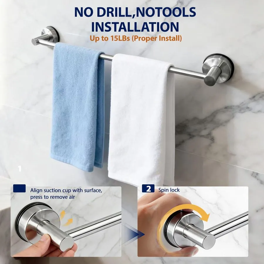 Вакуумная присоска Towel Racks для Bathroom Suction Cup Towel Bar 14.6-24in Adju