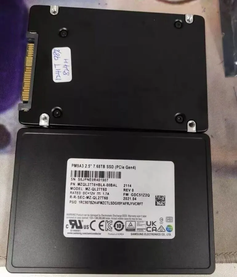 SSD-накопитель MZ-QL27T60 Samsung PM9A3 7.68TB PCIe Gen4 NVMe U.2 2.5'' SSD MZQL
