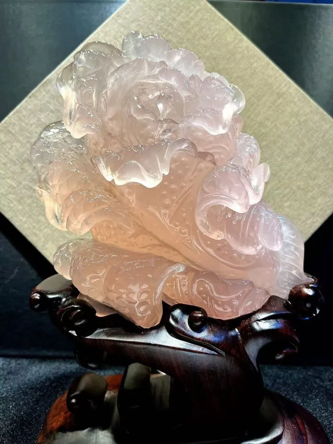 Лабораторный прибор 8.36LB TOP Natural pink rose Quartz hand Carved Crystal Chin