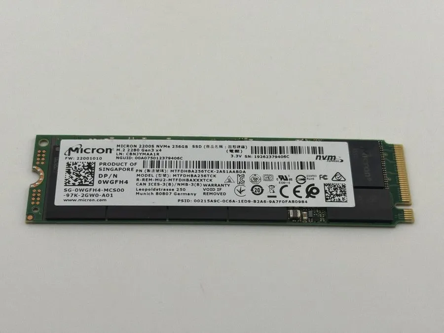 SSD-накопитель Micron 2200S 256GB M.2 2280 NVMe PCIe Gen3 x4 SSD MTFDHBA256TCK
