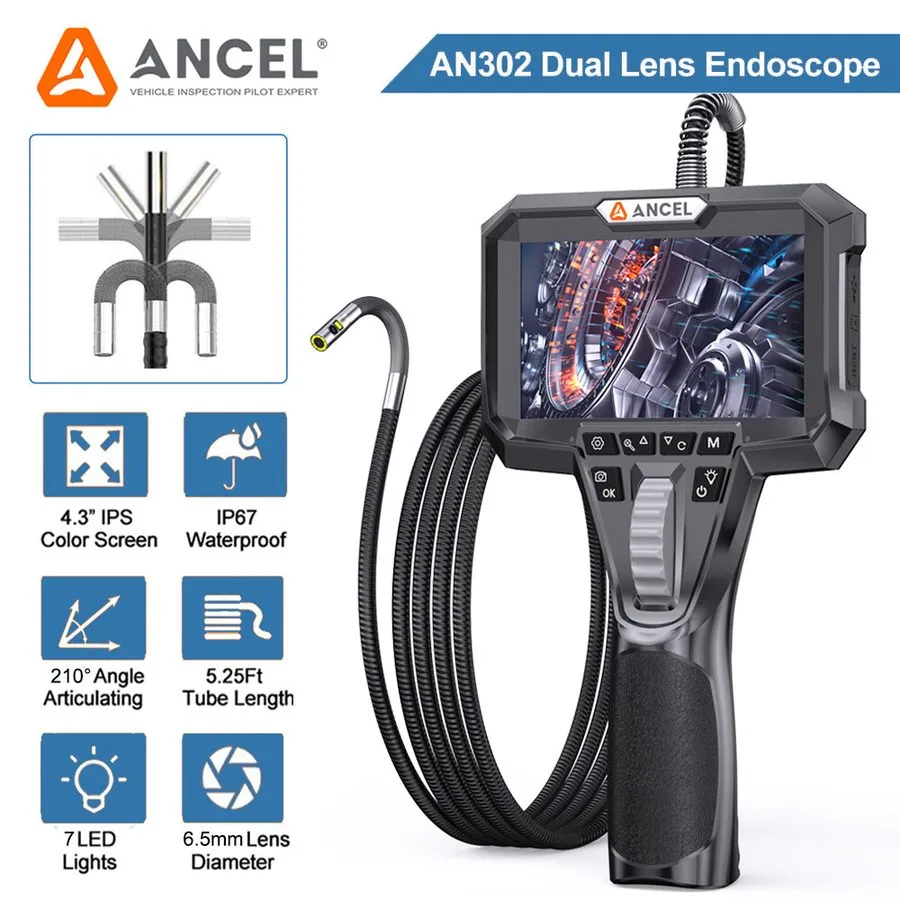 Видеоэндоскоп 5.25ft Dual Lens Camera Borescope Industrial Inspection Endoscope  — фото лота 2