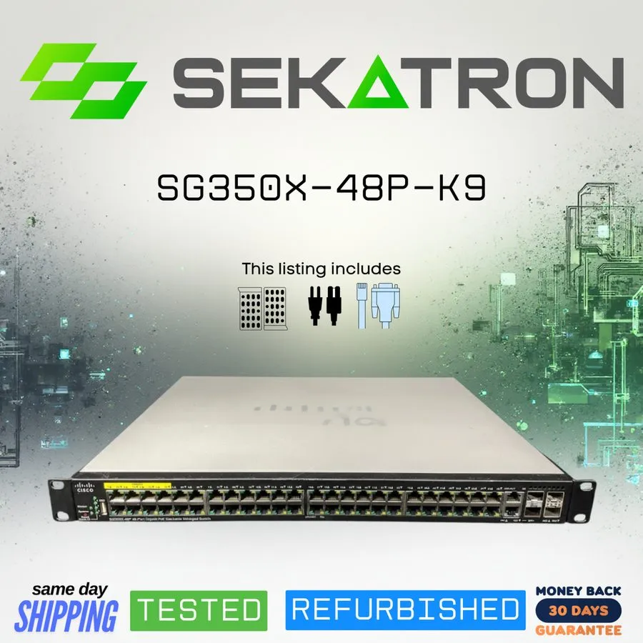 Коммутатор 🔀 Cisco SG350X-48P-K9 48× Gigabit PoE+ • 4× 10GbE Uplinks ⚡