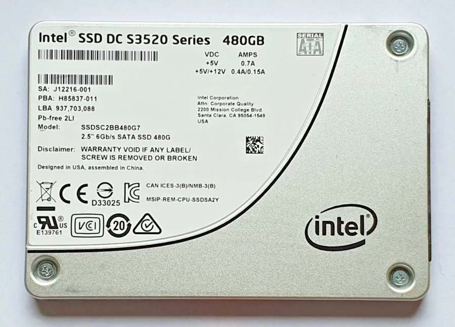 SSD-накопитель 480GB SATA III Intel DC S3520 SSDSC2BB480G7 3D NAND MLC SSD 2.5"