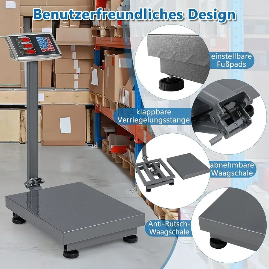 Весы COSTWAY Digital Folding Platform Scale ES10304DE-SL 300 kg 50 g Black/Silve — фото лота 1