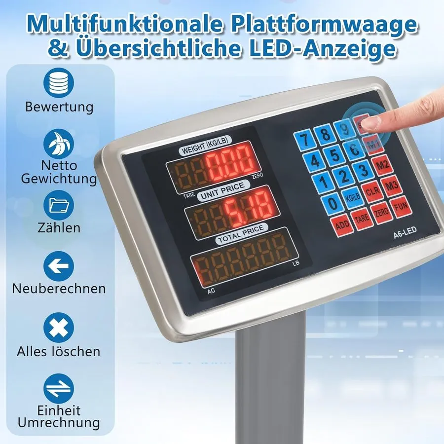 Весы COSTWAY Digital Folding Platform Scale ES10304DE-SL 300 kg 50 g Black/Silve — фото лота 2