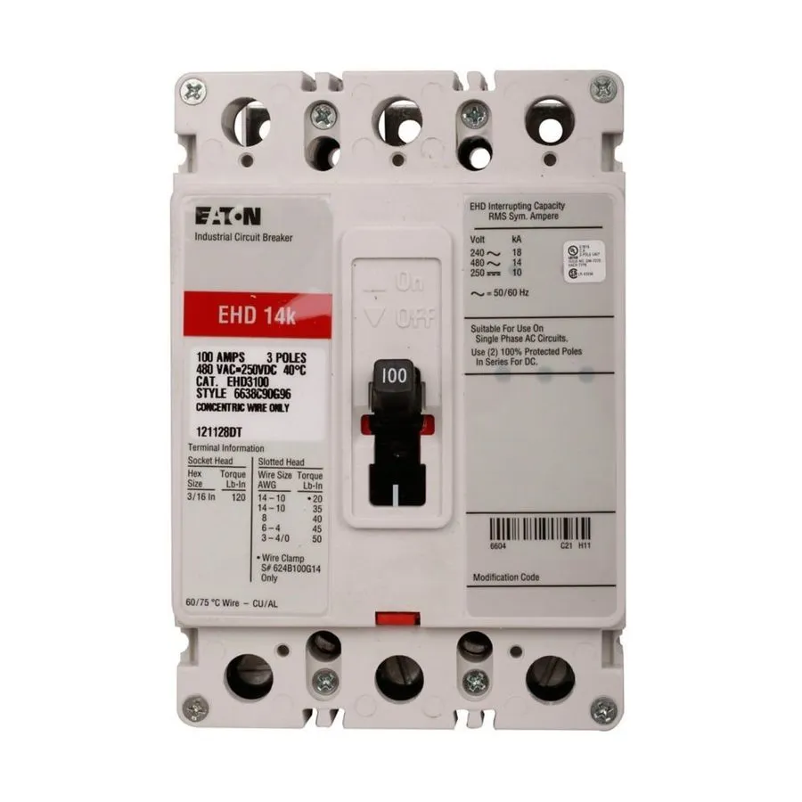 Автоматический выключатель Eaton EHD3050L Molded Case Circuit Breaker 3p 50a Amp