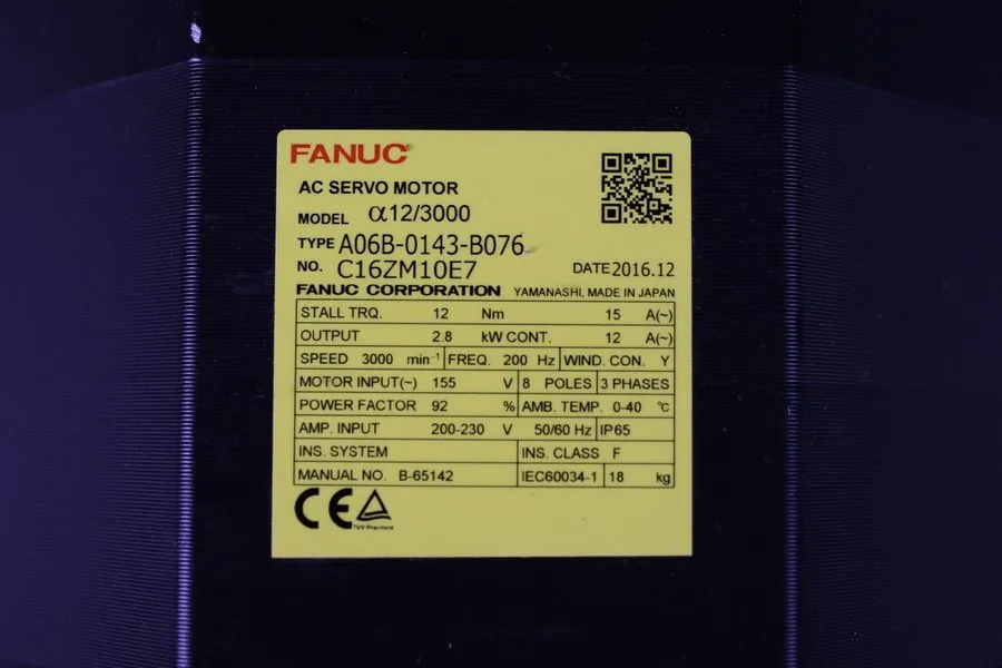 Серводвигатель FANUC α12/3000 AC Servo Motor 2.8kW 155V 12Nm 3000RPM A06B-0143-B