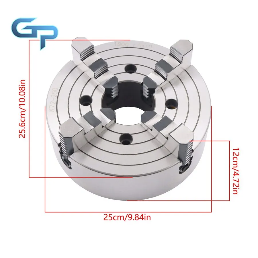 Режущий инструмент LABLT 10" K72-250 4-Jaw Lathe Chuck 0.6-9.84in Clamping Range
