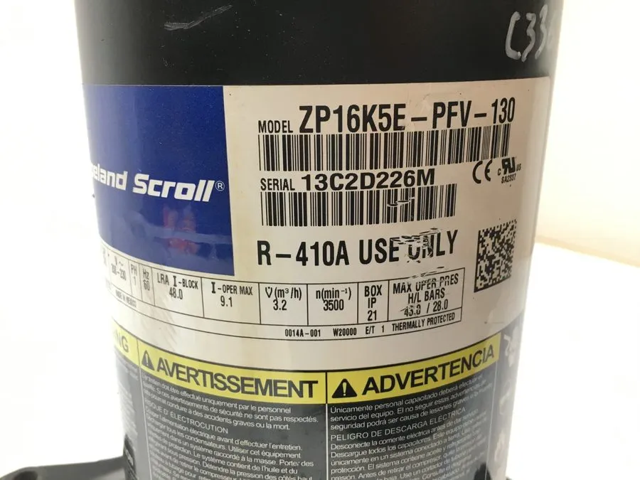Компрессор Copeland ZP16K5E-PFV-130 1.5 Ton Scroll Compressor R410A 208/230V 1 P