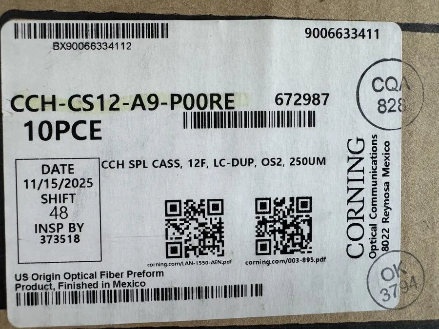 Оптическая кассета Corning CCH-CS12-A9-P00RE Pigtail Splice Cassette 12 F, LC Du