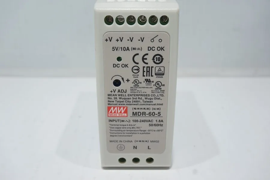 Блок питания Mean Well MDR-60-5 DIN Rail Power Supply 5V 10A 50W 100-240VAC Inpu