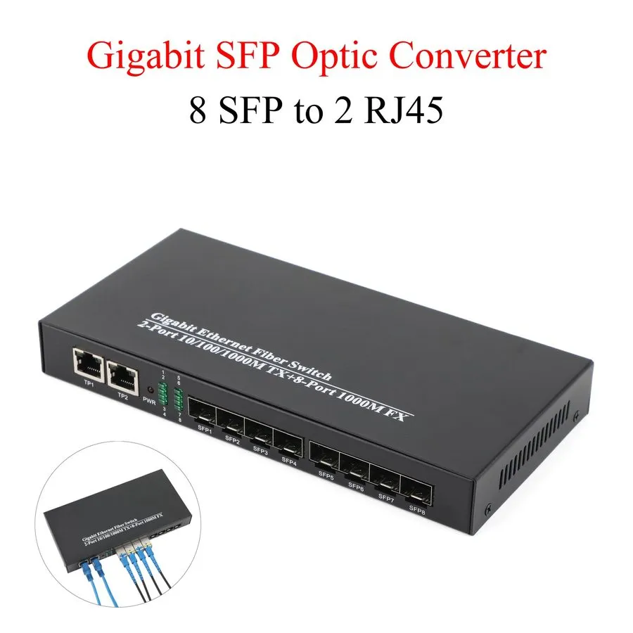 Медиаконвертер Gigabit SFP Media Converter 1 SFP to 8 RJ45 With 3KM/20KM LC/SC S