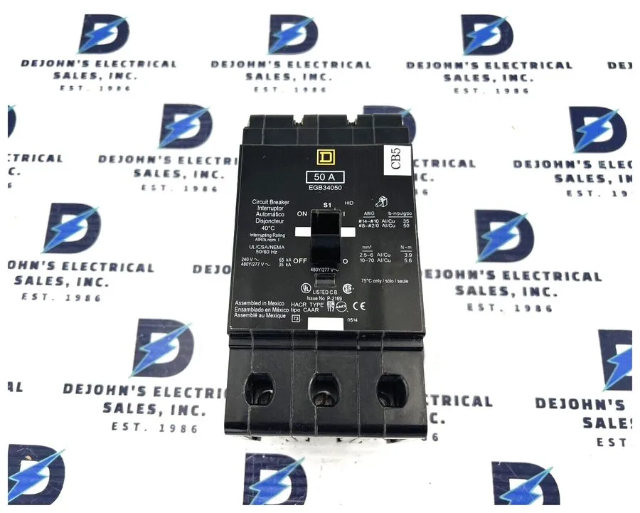 Автоматический выключатель Square D EGB34050 3 Pole 50 Amp 480V Circuit Breaker