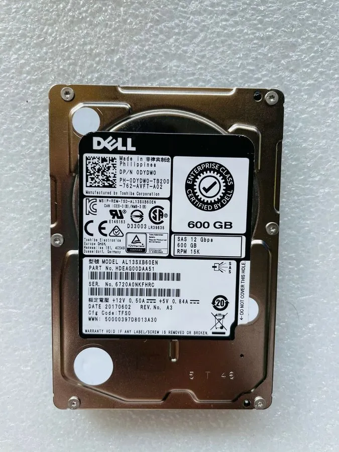 Жёсткий диск DYDW0 600GB 15K 12G 12Gbps SAS 2.5" Enterprise HDD Hard Drive 0DYDW