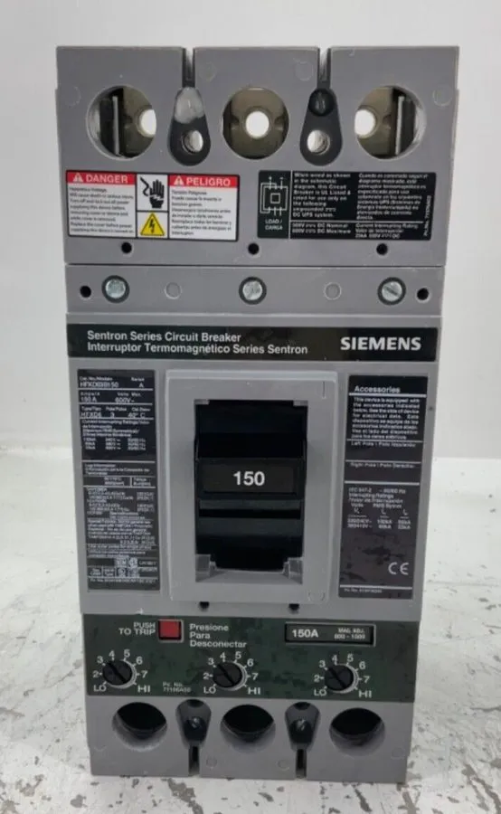 Автоматический выключатель SIEMENS HFXD63B150 SENTRON 3 POLE 150 AMP 480V 65KAIC